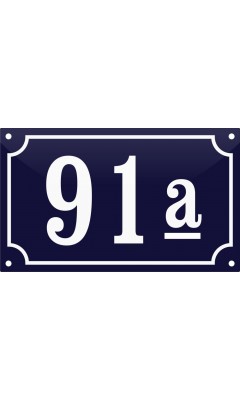 Emaljskylt husnummer Ramlösa 20 x 12 cm blå och vit personlig med 2 siffror och 1 mindre understuken bokstav