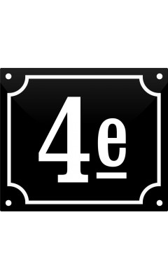 Emaljskylt husnummer Ramlösa 14 x 12 cm svart och vit personlig med 1 siffra och 1 mindre understuken bokstav