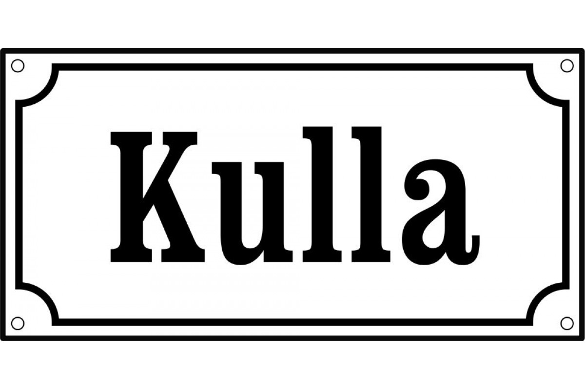 emaljskylt gatuskylt kulla 24x12 cm vit och svart personlig med 6 bokstaver emaljskylt gatuskylt kulla 24x12 cm vit och svart personlig med 6 bokstaver