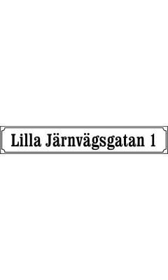 Emaljskylt gatuskylt Ramlösa 72 x 12 cm vit och svart personlig med 22 bokstäver Emaljskylt gatuskylt Ramlösa 72 x 12 cm vit och svart personlig med 22 bokstäver