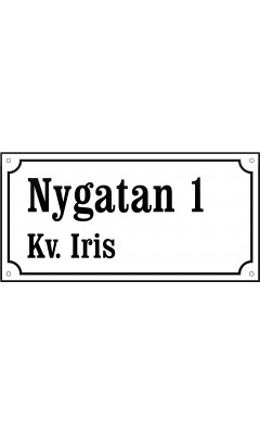 Emaljskylt gatuskylt Ramlösa 32 x 16 cm vit och svart personlig med 12+16 bokstäver vänster Emaljskylt gatuskylt Ramlösa 32 x 16 cm vit och svart personlig med 12+16 bokstäver vänster