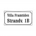 Emaljskylt gatuskylt Ramlösa 32 x 16 cm vit och svart personlig med 16+12 bokstäver Emaljskylt gatuskylt Ramlösa 32 x 16 cm vit och svart personlig med 16+12 bokstäver
