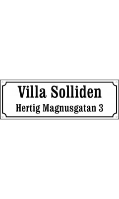 Emaljskylt gatuskylt Ramlösa 48 x 16 cm vit och svart personlig med 16+24 bokstäver Emaljskylt gatuskylt Ramlösa 48 x 16 cm vit och svart personlig med 16+24 bokstäver