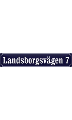 Emaljskylt gatuskylt Ramlösa 60 x 12 cm blå och vit personlig med 18 bokstäver Emaljskylt gatuskylt Ramlösa 60 x 12 cm blå och vit personlig med 18 bokstäver