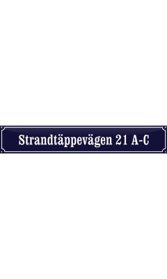 Emaljskylt gatuskylt Ramlösa 72 x 12 cm blå och vit personlig med 26 bokstäver Emaljskylt gatuskylt Ramlösa 72 x 12 cm blå och vit personlig med 26 bokstäver