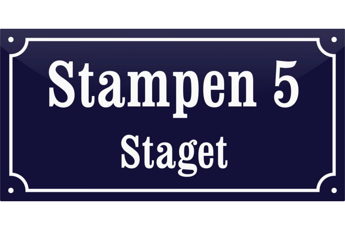 emaljskylt enhetschef en trappa upp emaljskylt gatuskylt ramlosa 32 x 16 cm bla och vit personlig med 12+16 bokstaver