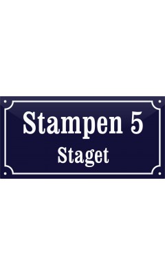 Emaljskylt gatuskylt Ramlösa 32 x 16 cm blå och vit personlig med 12+16 bokstäver Emaljskylt gatuskylt Ramlösa 32 x 16 cm blå och vit personlig med 12+16 bokstäver