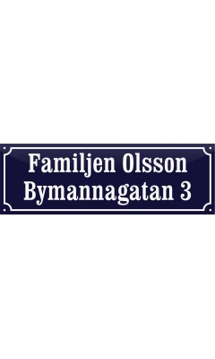 Emaljskylt gatuskylt Ramlösa 48 x 16 cm blå och vit personlig med 18+18 bokstäver Emaljskylt gatuskylt Ramlösa 48 x 16 cm blå och vit personlig med 18+18 bokstäver