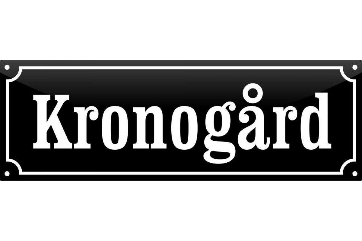 emaljskylt gatuskylt kronogard 36x12 cm svart och vit personlig med 10 bokstaver emaljskylt gatuskylt kronogard 36x12 cm svart och vit personlig med 10 bokstaver