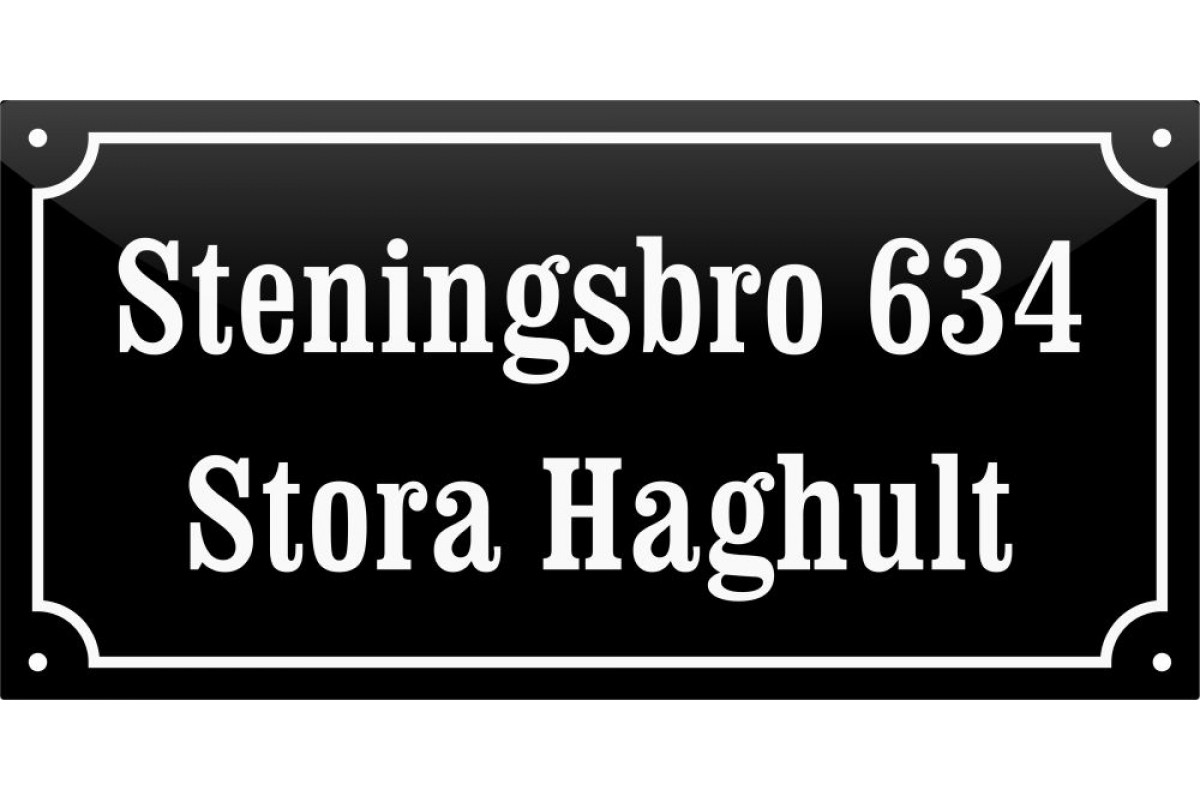 emaljskylt gatuskylt steningsbro 634 stora haghult 32x16 cm svart och vit personlig med 16+16 bokstaver emaljskylt gatuskylt steningsbro 634 stora haghult 32x16 cm svart och vit personlig med 16+16 bokstaver