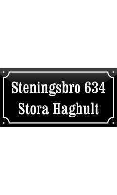 Emaljskylt gatuskylt Ramlösa 32 x 16 cm svart och vit personlig med 16+16 bokstäver Emaljskylt gatuskylt Ramlösa 32 x 16 cm svart och vit personlig med 16+16 bokstäver