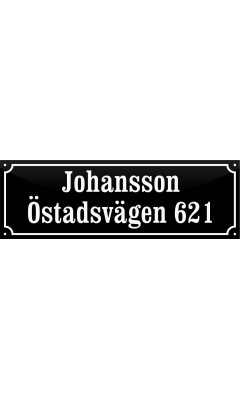 Emaljskylt gatuskylt Ramlösa 48 x 16 cm svart och vit personlig med 18+18 bokstäver Emaljskylt gatuskylt Ramlösa 48 x 16 cm svart och vit personlig med 18+18 bokstäver