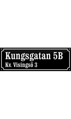 Emaljskylt gatuskylt Ramlösa 48 x 16 cm svart och vit personlig med 16+24 bokstäver vänster Emaljskylt gatuskylt Ramlösa 48 x 16 cm svart och vit personlig med 16+24 bokstäver vänster