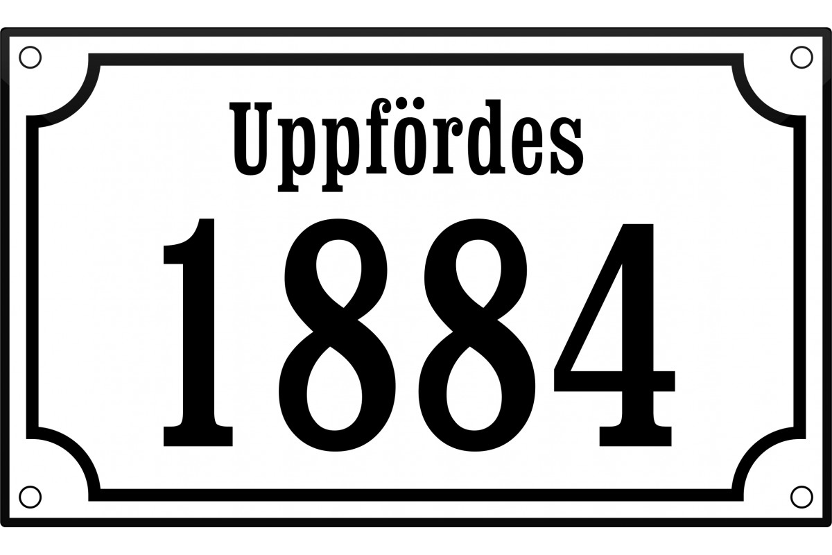 emaljskylt textskylt uppfordes 1884 20x12 cm vit och svart personlig med 18+4 bokstaver emaljskylt textskylt uppfordes 1884 20x12 cm vit och svart personlig med 18+4 bokstaver